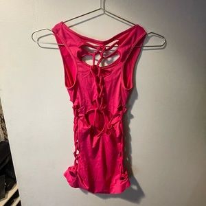 Hot pink cut out tank top